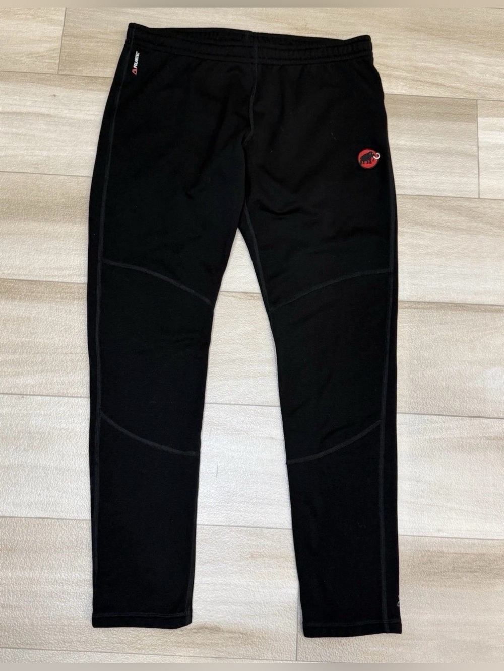 Mammut Pants Size L 32x30 Black Polartec Fleece Hiking Outdoor Base Layer Jogger